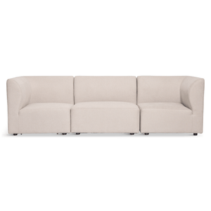 Modułowa sofa Emilia w kolorze beżowym, składająca się z 3 modułów: dł. 243 x gł. 79 cm x wys. 72 cm