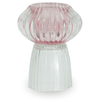 Szklana podstawka na tealight Nori różowa/przezroczysta 13,5 cm