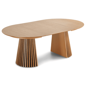 Lewis - Okrągły stół do jadalni w okleinie dębowej z przedłużeniem 120/160/200 CM - w zestawie 2x przedłużone skrzydła