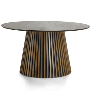 Lewis - Okrągły stół do jadalni w okleinie z wędzonego dębu Ø140 cm