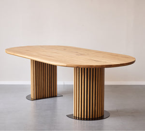 Matteo - Ręcznie wykonany stół stolarski z listwową podstawą z olejowanego/naturalnego dębu 240x120x77 cm