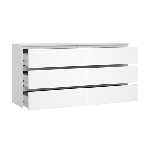 Komoda Maise 70x138x41 cm z 6 szufladami w kolorze białym