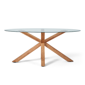 Sidney – szklany stół jadalny z nogami z litego dębu 175 x 90 cm