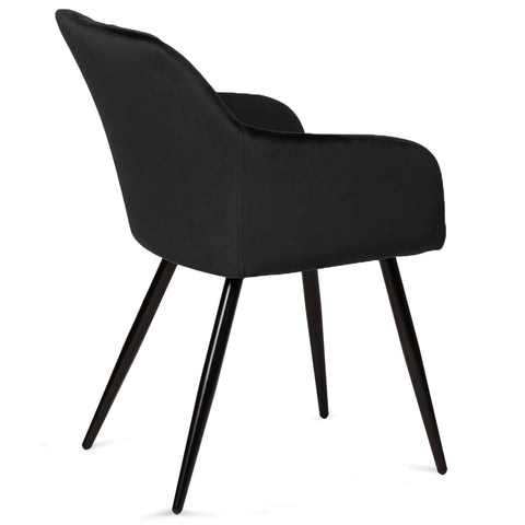 Krzesło do jadalni Carlo - czarny welur z podłokietnikami