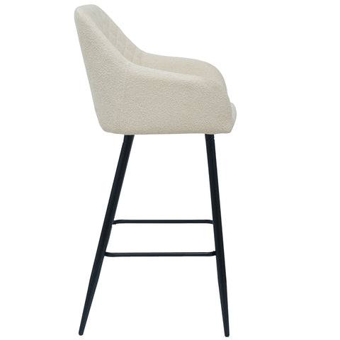 Stołek barowy Carlo - biały boucle z podłokietnikami 65 cm