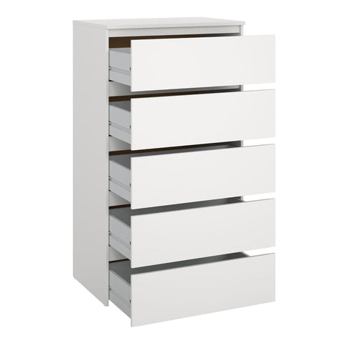 Maise Komoda wys:114 x szer:65 x gł:41 cm z 5 szufladami w kolorze białym