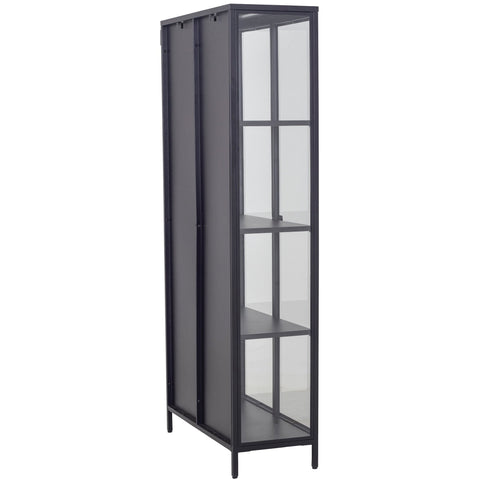 Gablota Herman - Czarny metal/szkło - 80x40x180 cm