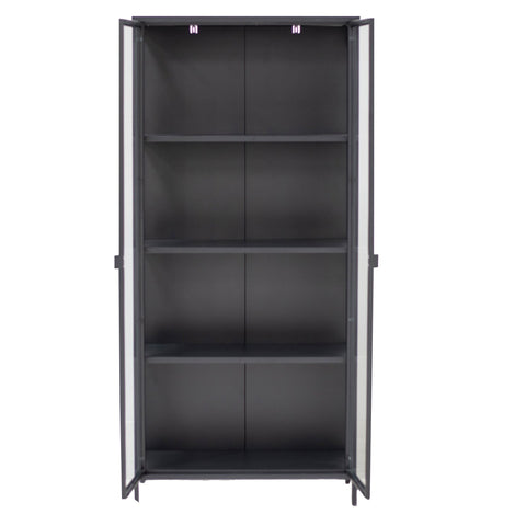 Gablota Herman - Czarny metal/szkło - 80x40x180 cm