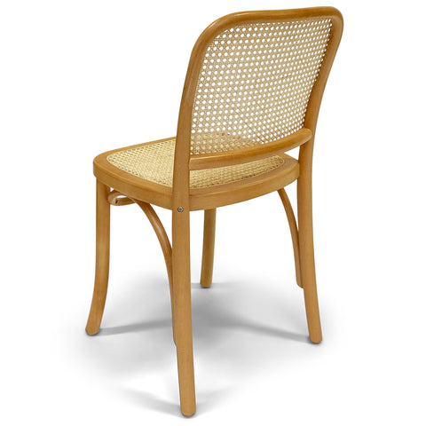 Krzesło do jadalni Agnes z naturalnego buku z rattanem