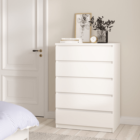 Komoda Naia 5 szuflad biała wys: 111,3 x szer: 77 x gł: 50 cm