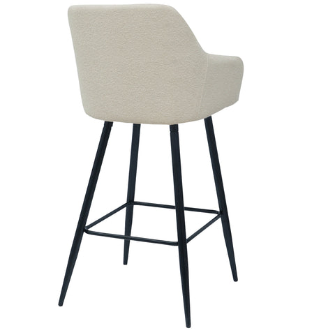 Stołek barowy Carlo - biały boucle z podłokietnikami 65 cm