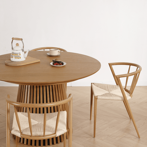 Bella Krzesło do jadalni - dębowe z wiklinowym siedziskiem