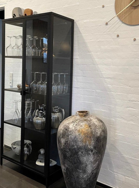 Gablota Herman - Czarny metal/szkło - 80x40x180 cm