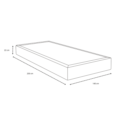 Boxspring w kolorze beżowym 140x200 cm z topperem z pianki PU 4 cm, bez nóg do łóżka