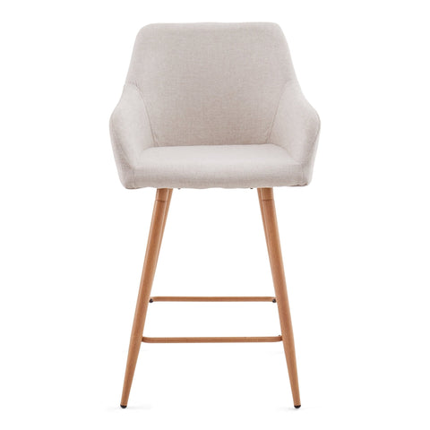 Stołek barowy Jenna - beżowy tekstylny z podłokietnikami 65 cm