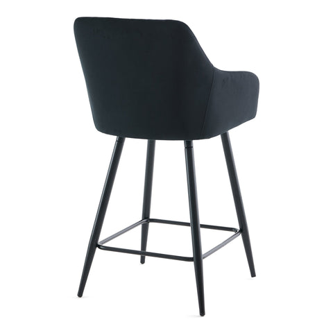 Carlo - stołek barowy czarny welur z podłokietnikami 65 cm