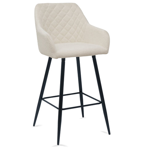 Stołek barowy Carlo - biały boucle z podłokietnikami 65 cm