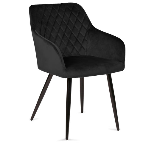 Krzesło do jadalni Carlo - czarny welur z podłokietnikami