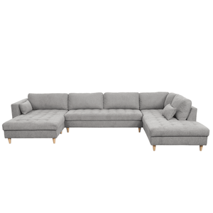 Brandy – sofa w kształcie litery U, z lewą stroną, w kolorze szarym, z chaise longue –  dł.: 366 x gł.: 211 x wys.: 80 cm