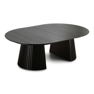 Lewis - Okrągły stół do jadalni z listwami w okleinie z czarnego dębu z przedłużeniem 150/190/230 CM - w zestawie 2x przedłużone skrzydła