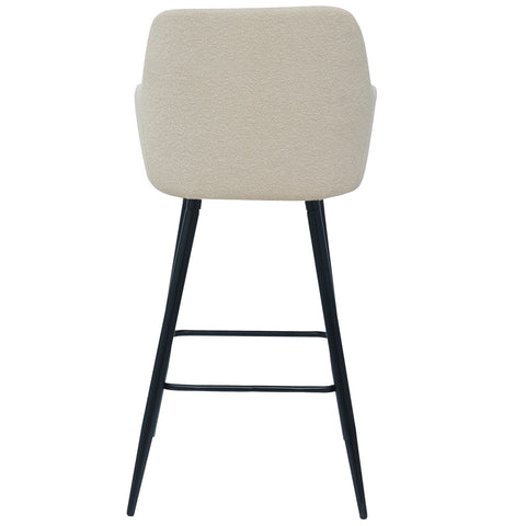Stołek barowy Carlo - biały boucle z podłokietnikami 65 cm