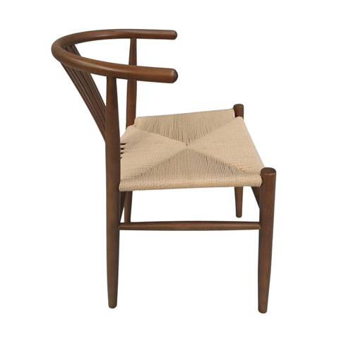 Naomi krzesło do jadalni z dymionego buku z plecionym siedziskiem